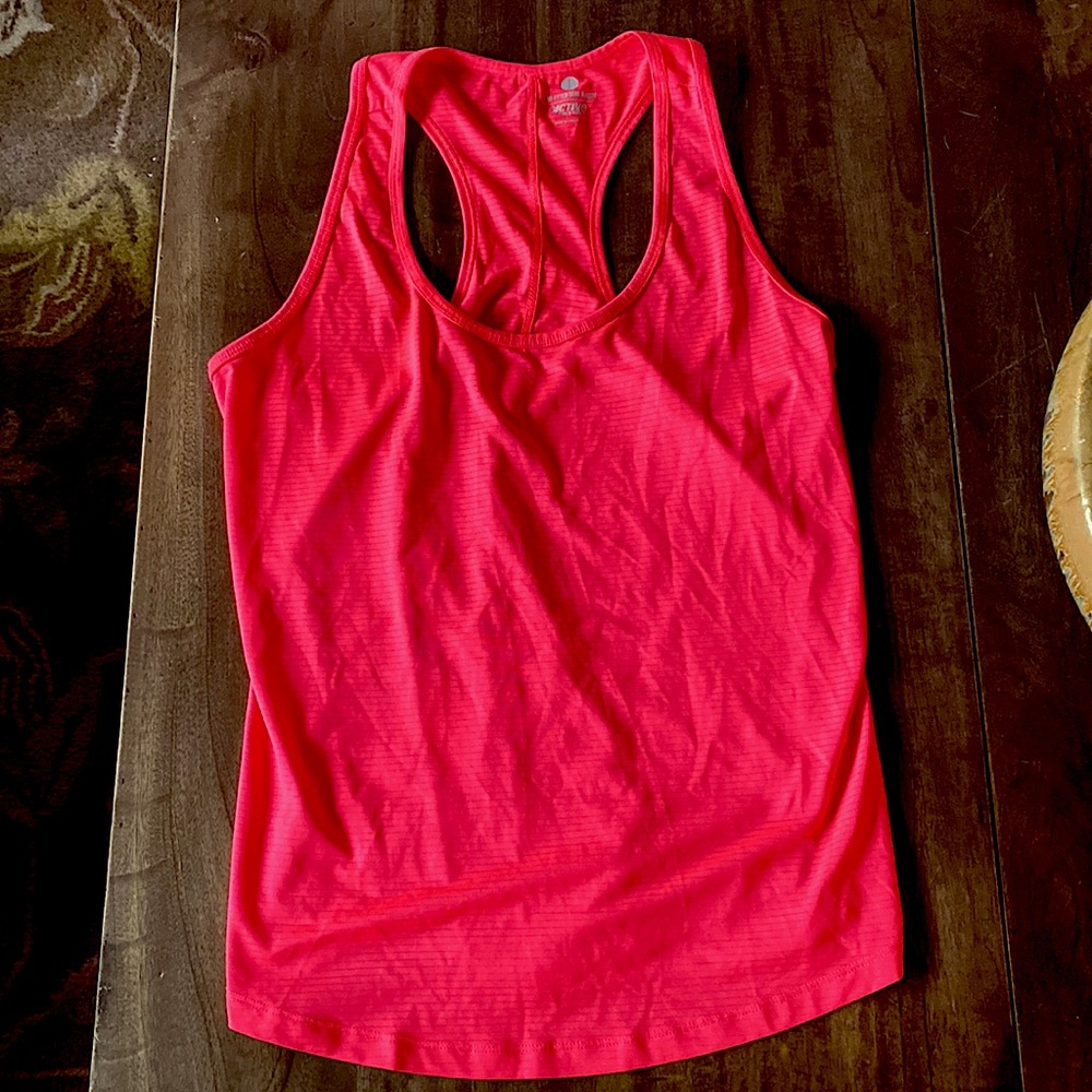 Women’s Racerback Athletic Tank Top, Bright Coral, Lightweight, Size Large